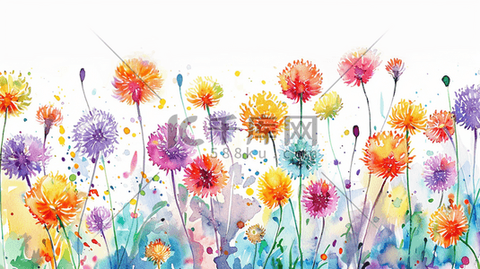 缤纷的花卉插画图片_彩色简约唯美花朵花束的插画3