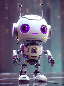 智能机器人插画图片_智能机器人紫色风格原创插画