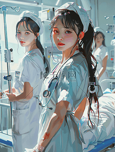 呵护幼苗插画图片_女护士关爱呵护老人