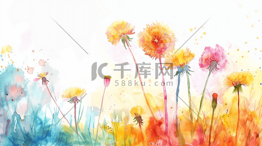 缤纷的花卉插画图片_彩色简约唯美花朵花束的插画10