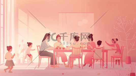 粉色女神节高端女性聚会的插画8