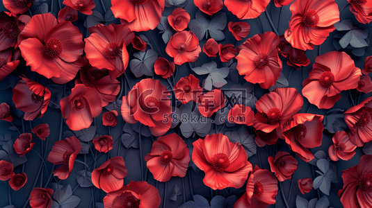 红色花朵平面平铺女神节日设计的插画5