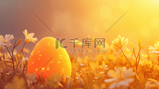 复活节花丛中彩蛋插画4