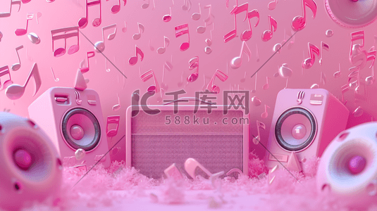粉色简约唯美室内音乐音响器材的插画1