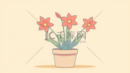 春季扁平化简约树叶花朵的插画8