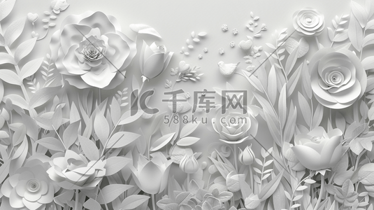 简约花朵插画图片_白色简约花朵花束花丛的插画9