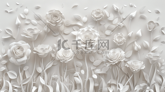 白色简约花朵花束花丛的插画4