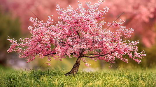 微距场景插画图片_盛开的樱花春天季节微距场景素材
