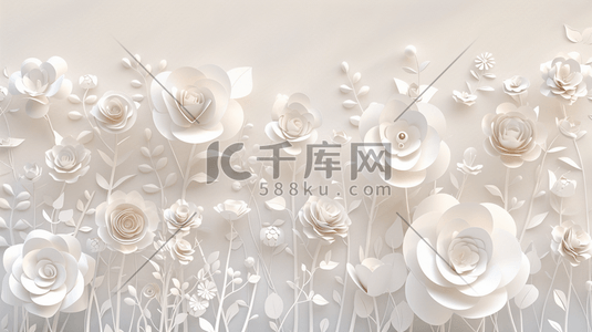 白色的纹理插画图片_白色简约花朵花束花丛的插画5