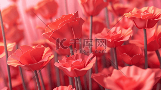 红色花朵平面平铺女神节日设计的插画14