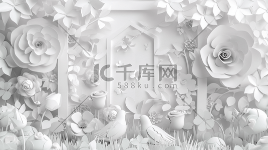 白色的纹理插画图片_白色简约花朵花束花丛的插画12