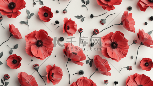 红色花朵平面平铺女神节日设计的插画2
