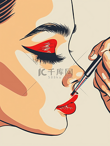 医疗美容图标插画图片_时尚女性美容院嫁接睫毛