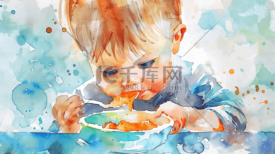 可爱吃东西插画图片_彩色绘画卡通艺术宝宝画像的插画10