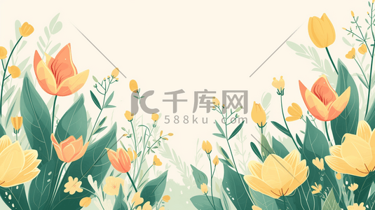 简约清新平面花朵花束的插画7