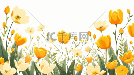 简约清新平面花朵花束的插画10