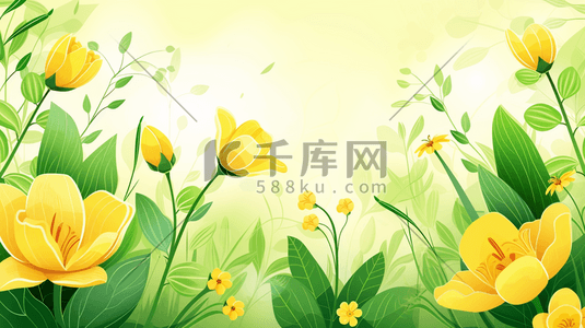 简约清新平面花朵花束的插画15