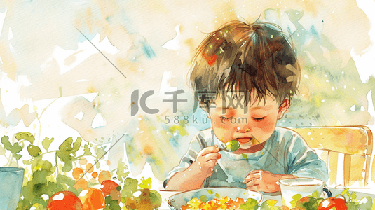 可爱吃东西插画图片_彩色绘画卡通艺术宝宝画像的插画11