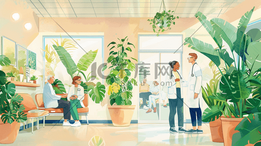 办公人员插画图片_手绘彩色医生医护人员商讨工作的插画9