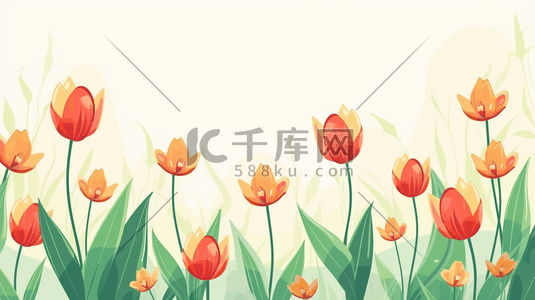 春天简约清新插画图片_简约清新平面花朵花束的插画1