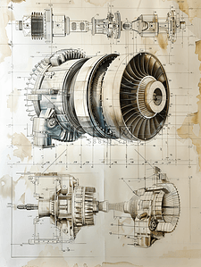 机械、插画图片_能源机械图纸