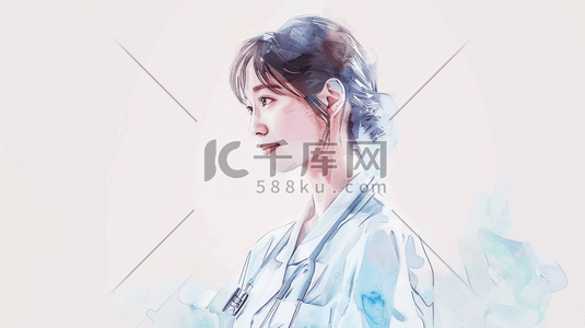 简约素描女性医生形象的插画10