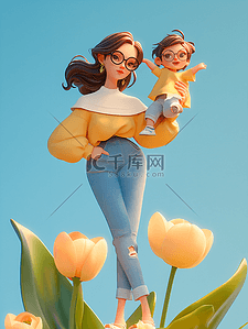 西方婴儿插画图片_抱着婴儿的母亲插画