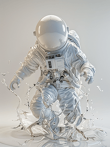 白色场景太空人穿太空服的插画2