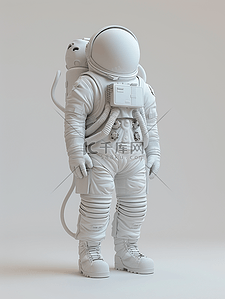 科技白色插画图片_白色场景太空人穿太空服的插画4