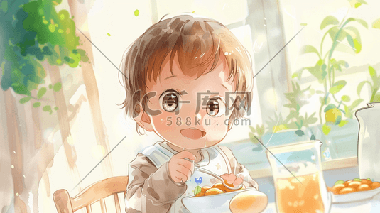 可爱吃东西插画图片_彩色绘画卡通艺术宝宝画像的插画5