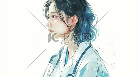 简约素描女性医生形象的插画2