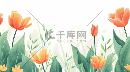 春天简约清新插画图片_简约清新平面花朵花束的插画14