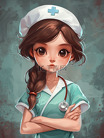 简约绘画美女护士的插画3
