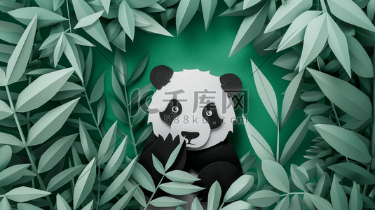 竹子的叶子插画图片_简约绿色平面熊猫竹子的插画7