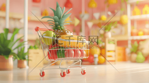 彩色平面生鲜超市的插画11