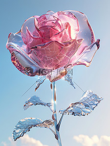 玫瑰全息水晶梦幻插画海报