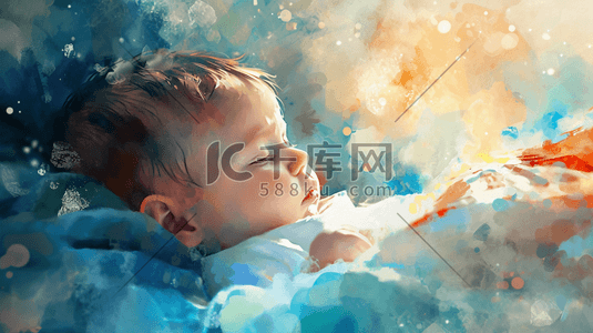 漂亮的边框插画图片_彩色可爱漂亮宝宝睡觉的插画11