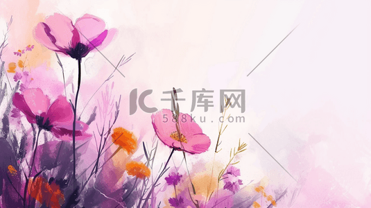 花卉简约插画图片_彩色简约花卉绘画花朵花丛的插画10