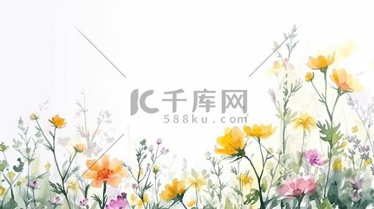 花卉简约插画图片_彩色简约花卉绘画花朵花丛的插画9