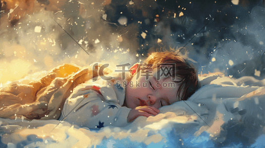彩色可爱漂亮宝宝睡觉的插画7