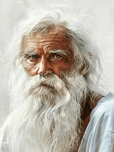 中老年人物插画图片_白色胡须老人形象