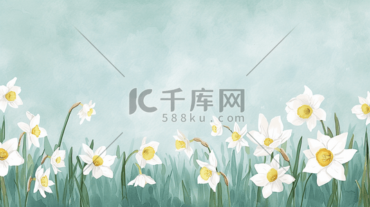 春天简约自然花朵花丛的插画16
