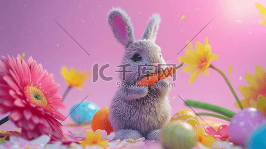 萝卜插画图片_彩色卡通动物小兔子萝卜的插画5