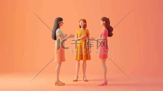 彩色25D简约女性人物站立的插画5