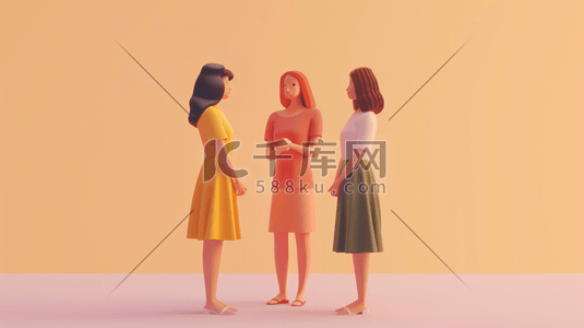 彩色25D简约女性人物站立的插画10