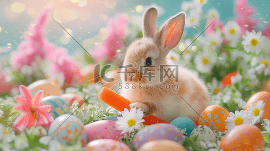小兔子萝卜插画图片_彩色卡通动物小兔子萝卜的插画14