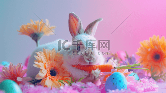 萝卜插画图片_彩色卡通动物小兔子萝卜的插画9