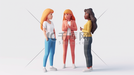 女性人物gif插画图片_彩色25D简约女性人物站立的插画6