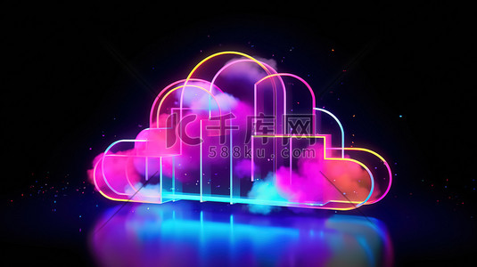 计算机键盘插画图片_数字彩色云计算图标图片