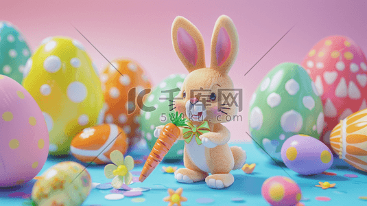 萝卜插画图片_彩色卡通动物小兔子萝卜的插画2